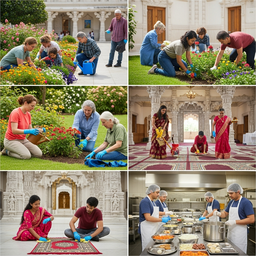 Volunteers serving at HTCI temple
